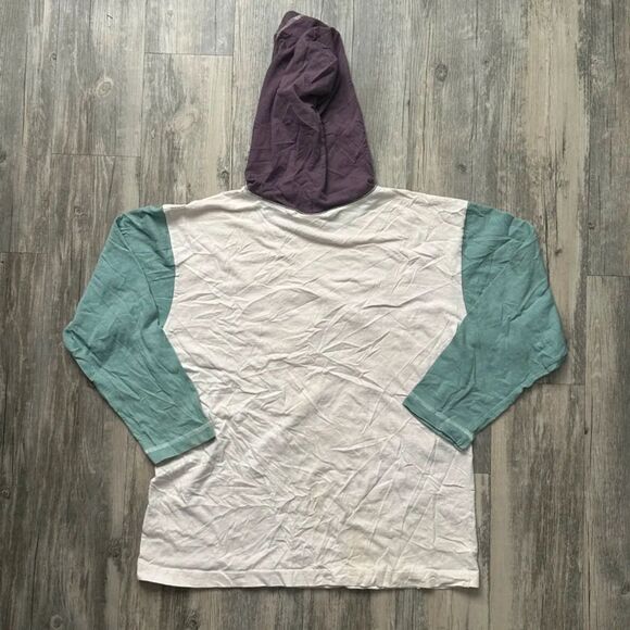 Vintage 70s Snoopy Blue Ribbon Workwear Hooded Long Sleeve Shirt Size Large - Picture 5 of 9